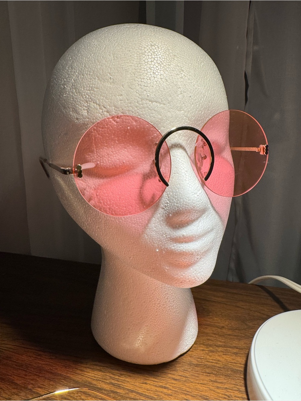Round Pink and Gold Rave/Festival Fashion Sunglasses Disco Chic